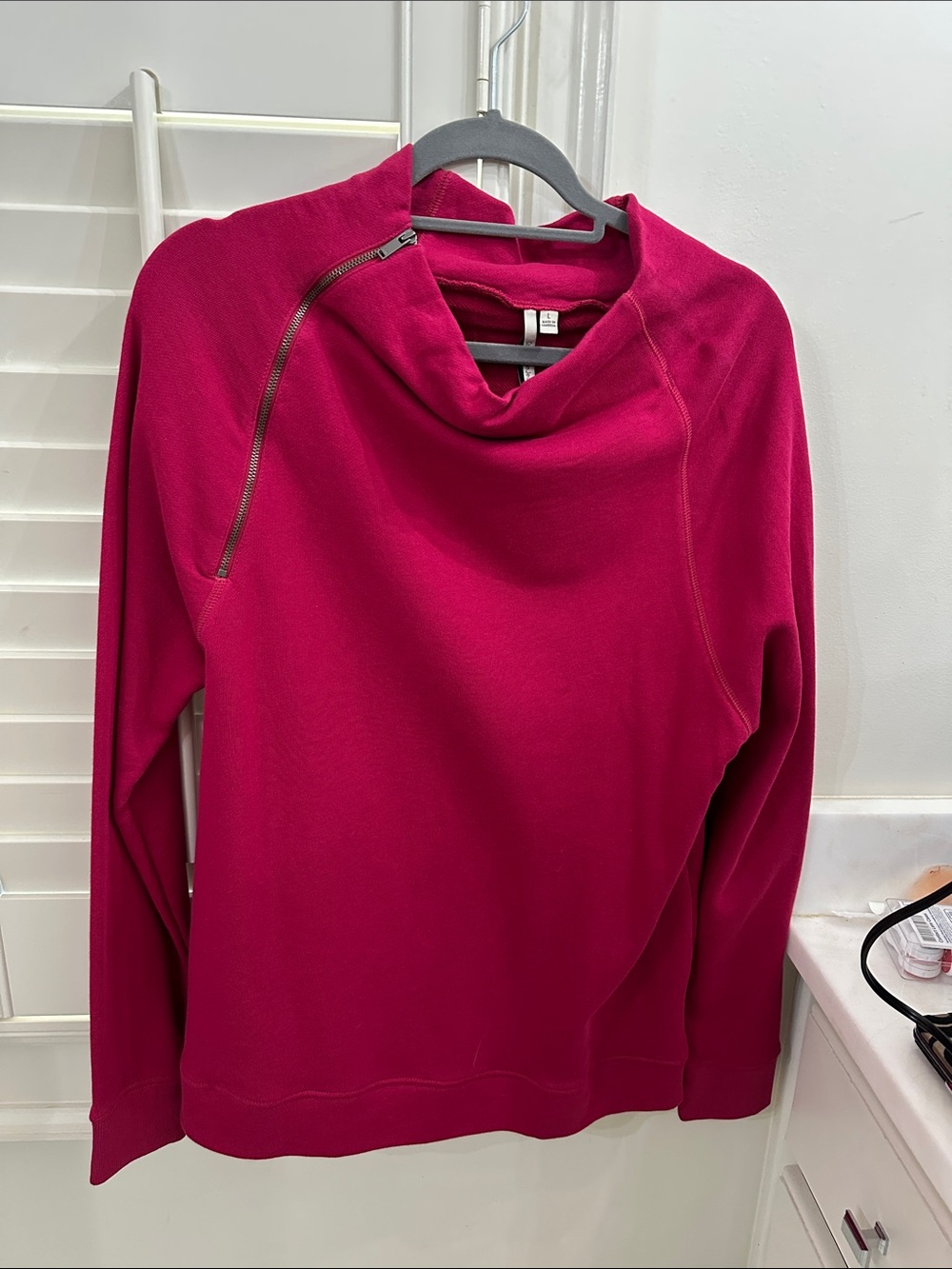 Calvin Klein Jeans Magenta Funnel-Neck Zip Sweater